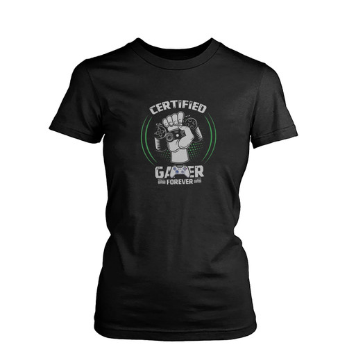 Certified Gamer Video Games Vintage Womens T-Shirt Tee