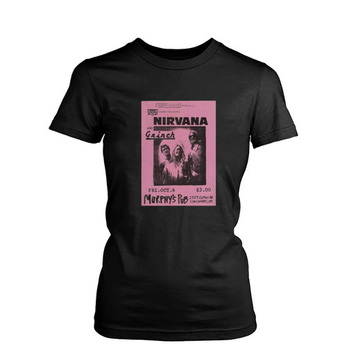 Cincinnati Ohio Nirvana Concert S 1989 And 1990 Womens T-Shirt Tee