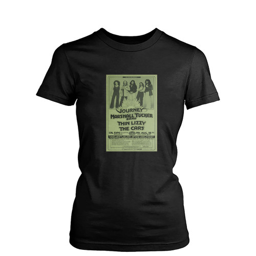 Journey And Thin Lizzy Rock Concert Womens T-Shirt Tee