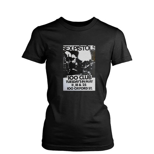 Sex Pistols 100 Club Large Concert Handbill Womens T-Shirt Tee