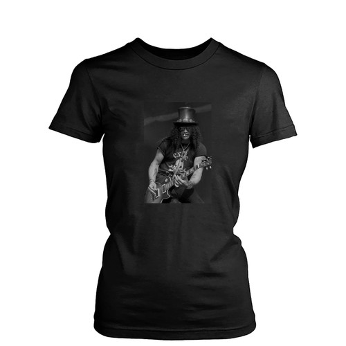 Slash Guns N' Roses Hard Rock Wall Art Black White Photo Picture Music Womens T-Shirt Tee