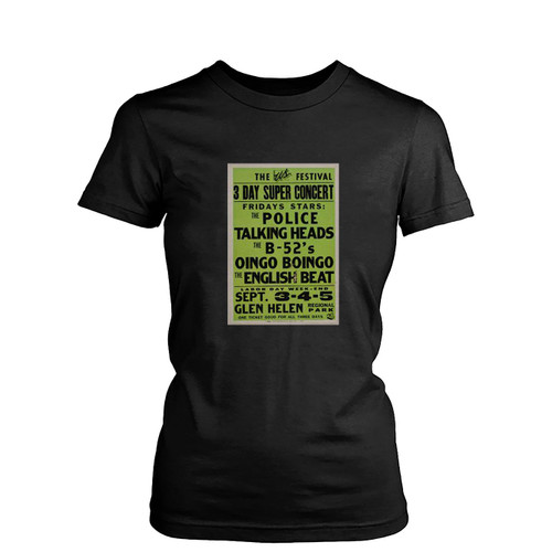 The Police Original Us Festival Cardboard Concert Womens T-Shirt Tee