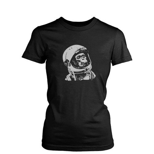 Vintage Space Travel Astronaut Monkey Womens T-Shirt Tee