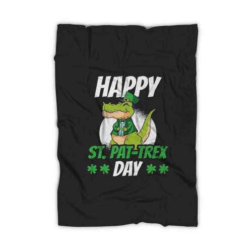 Happy St Patrick Is Day Funny Dinosaur T Rex Blanket