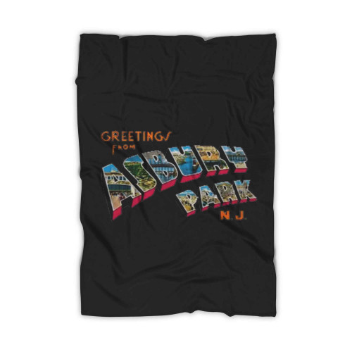 Greetings From Asbury Park Nj Art Love Logo Blanket