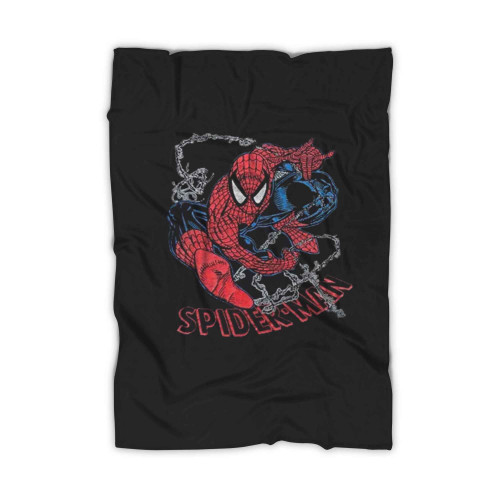 Retro Vintage Distressed Look Spiderman Peter Parker Blanket
