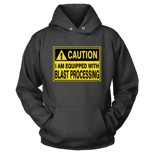 Caution Blast Processing Slogan Hoodie