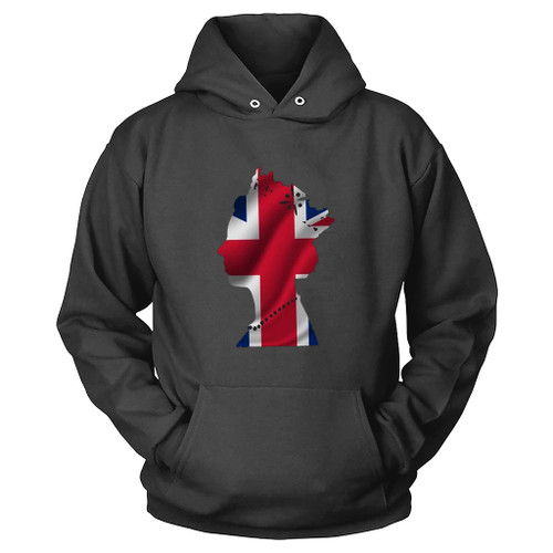 Queen Elizabeth Ii Silhouette United Kingdom Flag Hoodie