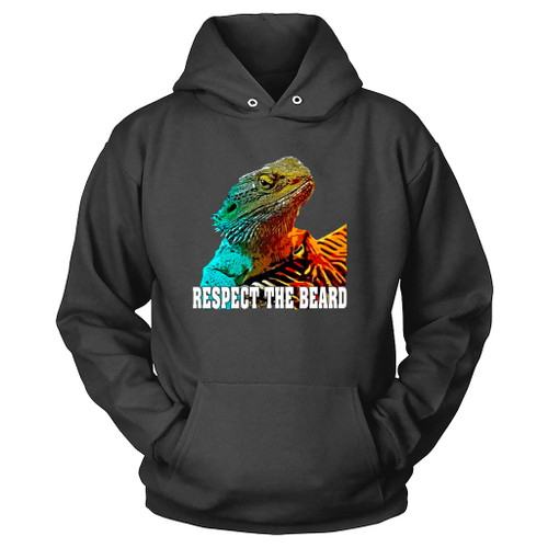 Respect The Beard Funny Bearded Dragon Graphic Hoodie