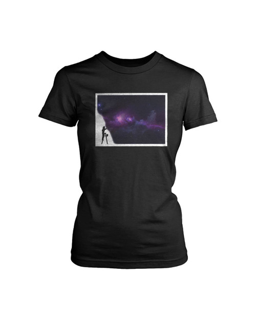 Cosmic Galaxy Girl Painting Poster Women's T-Shirt Tee