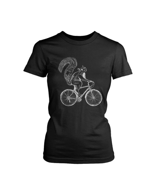 Funny Squirrel Riding Bike Women's T-Shirt Tee