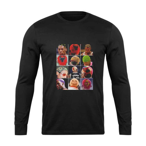 Hairstyles Of The Worm Dennis Rodman Long Sleeve T-Shirt Tee