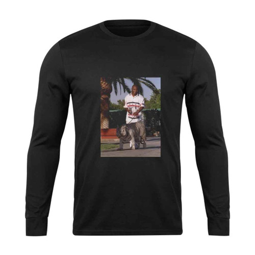 Iron Mike Tyson Walking His Pet White Tiger Long Sleeve T-Shirt Tee