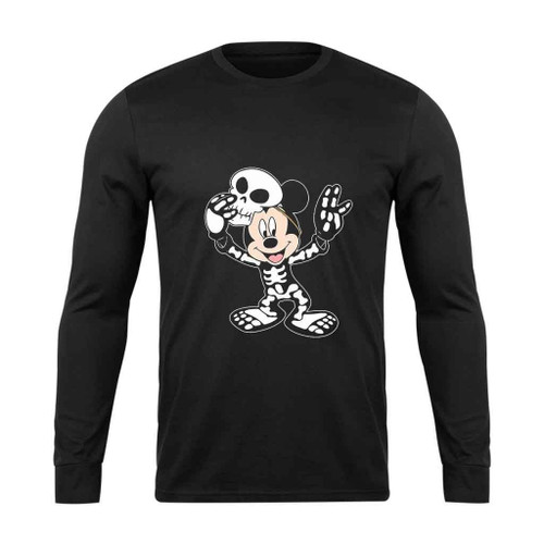 Mickey Mouse Skeleton Funny Long Sleeve T-Shirt Tee