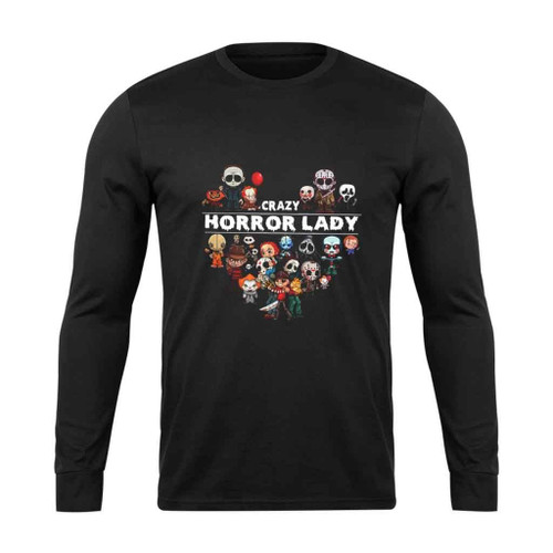 Crazy Horror Lady Halloween Horror Movies Character Long Sleeve T-Shirt Tee