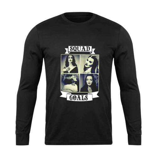 Squad Goals Vampira Morticia Adams Lily Munster Bride Of Frankenstein Gothic Long Sleeve T-Shirt Tee