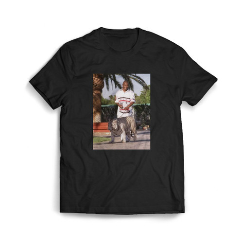 Iron Mike Tyson Walking His Pet White Tiger Mens T-Shirt Tee