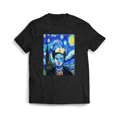 Frida Kahlo Vincent Van Gogh The Starry Night  Mens T-Shirt Tee