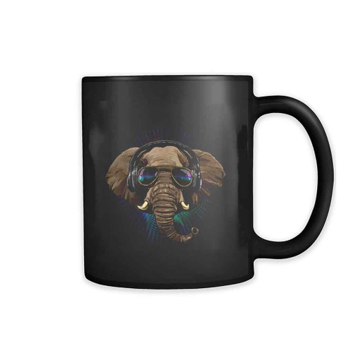 Music Elephant Dj With Headphones  Mug