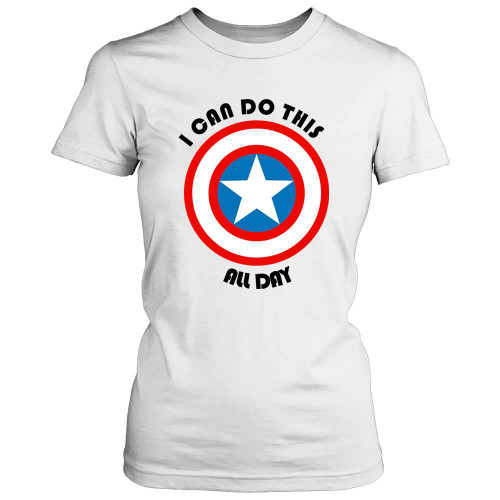 Captain America I Can Do This All Day Funny Women's T-Shirt Tee