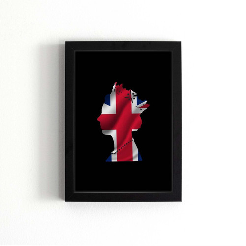 Queen Elizabeth Ii Silhouette United Kingdom Flag Poster