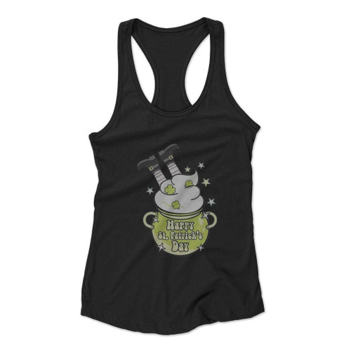 Happy St Patrick Is Day Four Leaf Clover Women Racerback Tank Top