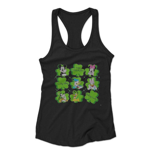 Happy St Patrick Is Day Mickey And Friends Women Racerback Tank Top