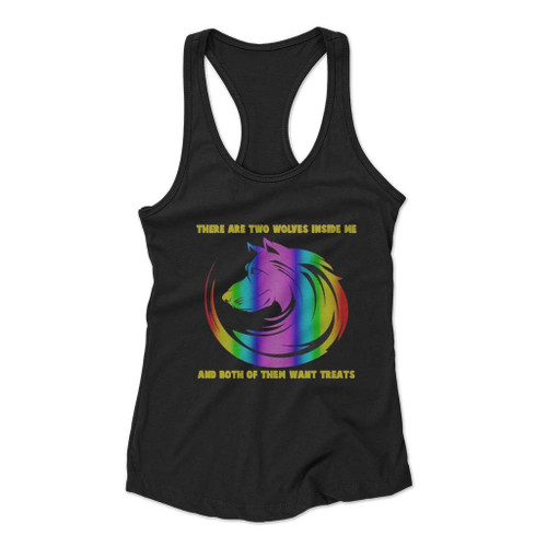 There Are Two Wolves In Me Women Racerback Tank Top