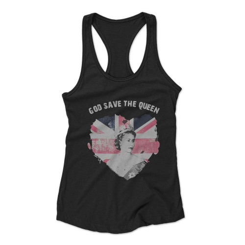 Vintage Queen Elizabeth God Save The Queen Women Racerback Tank Top