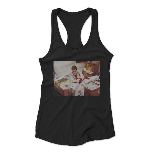 Al Pacino Scarface Boxes Of Money Women Racerback Tank Top