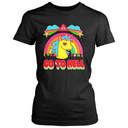 Rainbow Unicorn Go To Hell Cartoon Women's T-Shirt Tee
