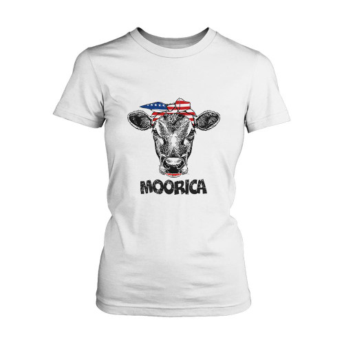 Patriotic Cow With Bandana Women's T-Shirt Tee