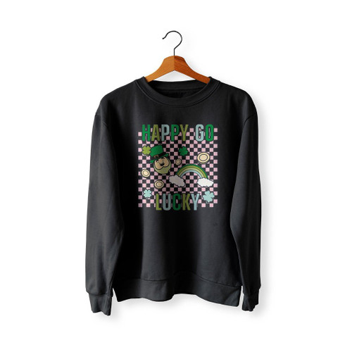 Happy Go Lucky St Patrick Is Day Four Leaf Clover Sweatshirt Sweater