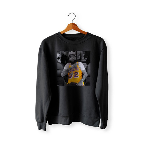 Nippsey Hustle Wearing Magic Johnson Los Angeles Lakers Jersey Sweatshirt Sweater