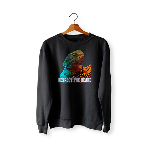 Respect The Beard Funny Bearded Dragon Graphic Sweatshirt Sweater