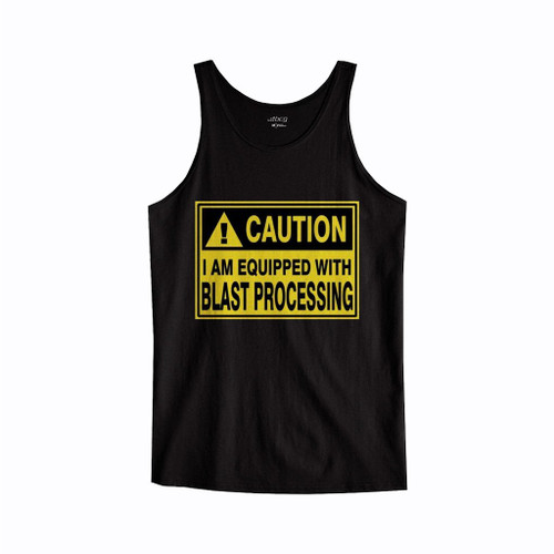 Caution Blast Processing Slogan Tank Top