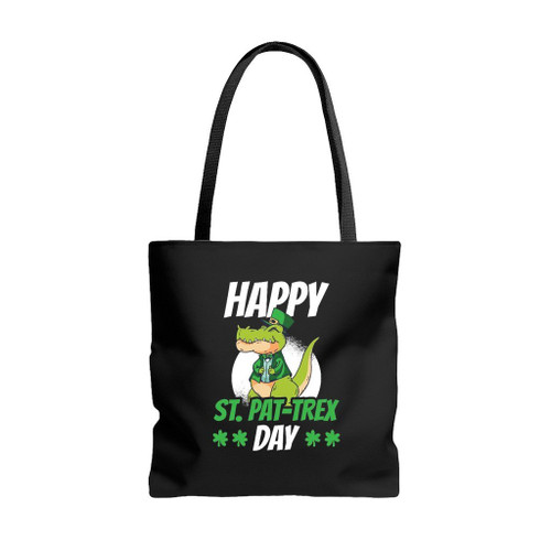 Happy St Patrick Is Day Funny Dinosaur T Rex Tote Bags