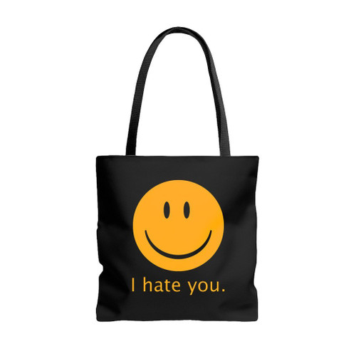 I Hate You Smiley Face Tote Bags