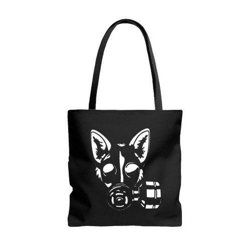 Puppy Gas Mask Tote Bags