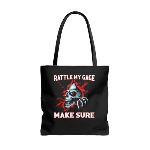 Red Skull Rattle My Cage Make Sure Tote Bags
