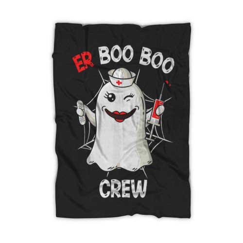 Women Er Boo Boo Crew Nursing Halloween Nurse Fleece Blanket