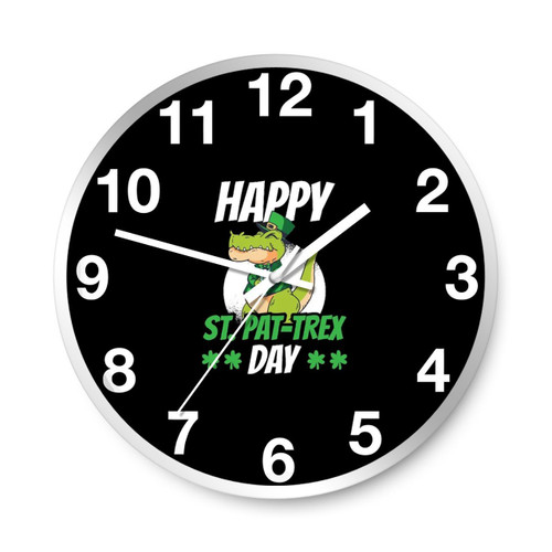Happy St Patrick Is Day Funny Dinosaur T Rex Wall Clocks