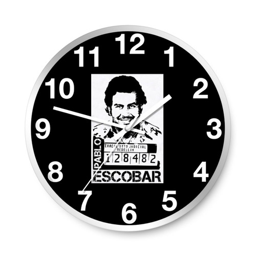 Pablo Escobar Mugshot Colombia Narcos Cocaine Cartel Wall Clocks