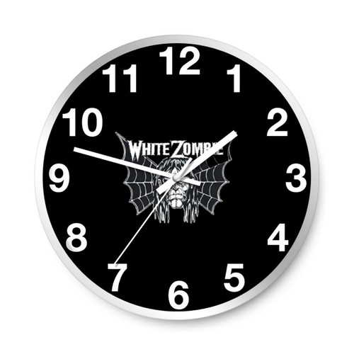 White Zombie Bat Face Logo Wall Clocks