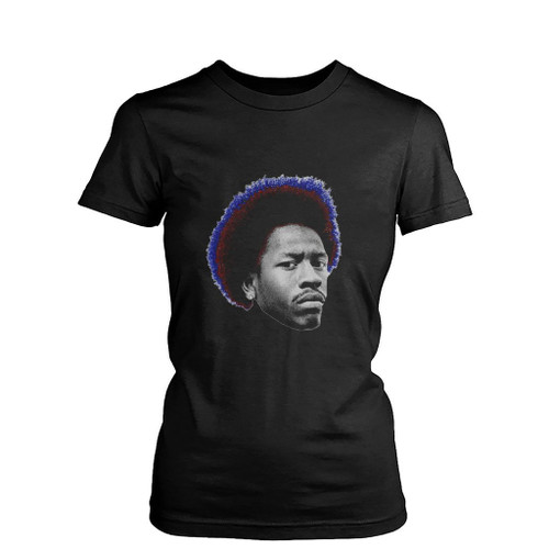 Allen Iverson Red And Blue Afro Fro Womens T-Shirt Tee