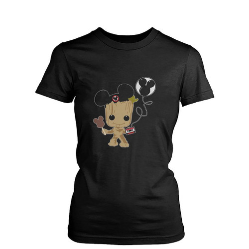 Baby Groot Disney Mickey Ears Womens T-Shirt Tee
