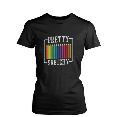 Pretty Sketchy Draw Crayon Drawing Womens T-Shirt Tee