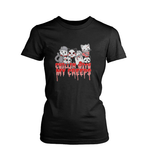 Chillin With My Creeps Cats Womens T-Shirt Tee
