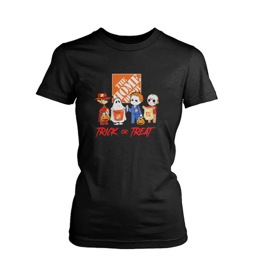 Horror Movie Characters Chibi The Home Depot Trick Or Treat Halloween Womens T-Shirt Tee