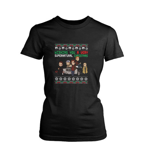Wishing You A Very Supernatural Christmas Womens T-Shirt Tee